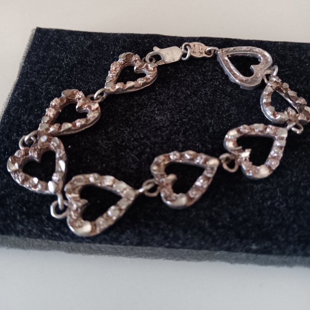 925 Sterling Silver Nugget Heart Bracelet